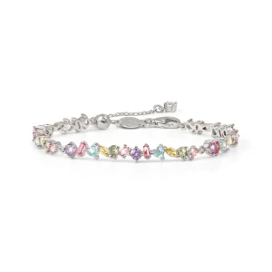 Filigranes Silberarmband mit mehrfarbigen Zirkonia-Steinen und verstellbarem Kettenverschluss