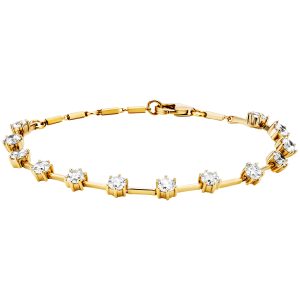 Elegantes goldfarbenes Armband mit funkelnden weißen Zirkonia-Steinen und filigranem Karabinerverschluss.