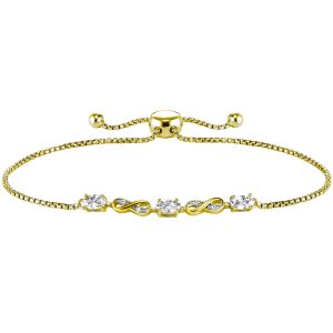Verstellbares goldfarbenes Armband mit Unendlichkeitszeichen und funkelnden weißen Zirkonia-Steinen.
